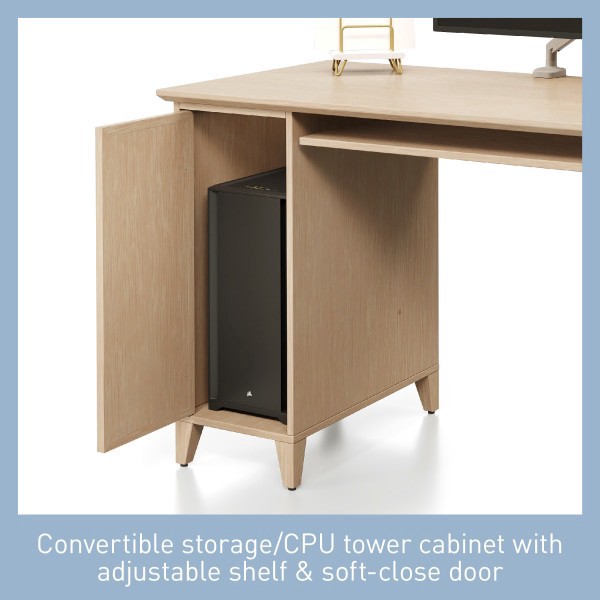 slide 3 of 10, Realspace Koru 60""W L-Shaped Corner Computer Desk With Integrated Power & Charging, Natural Oak, 1 ct