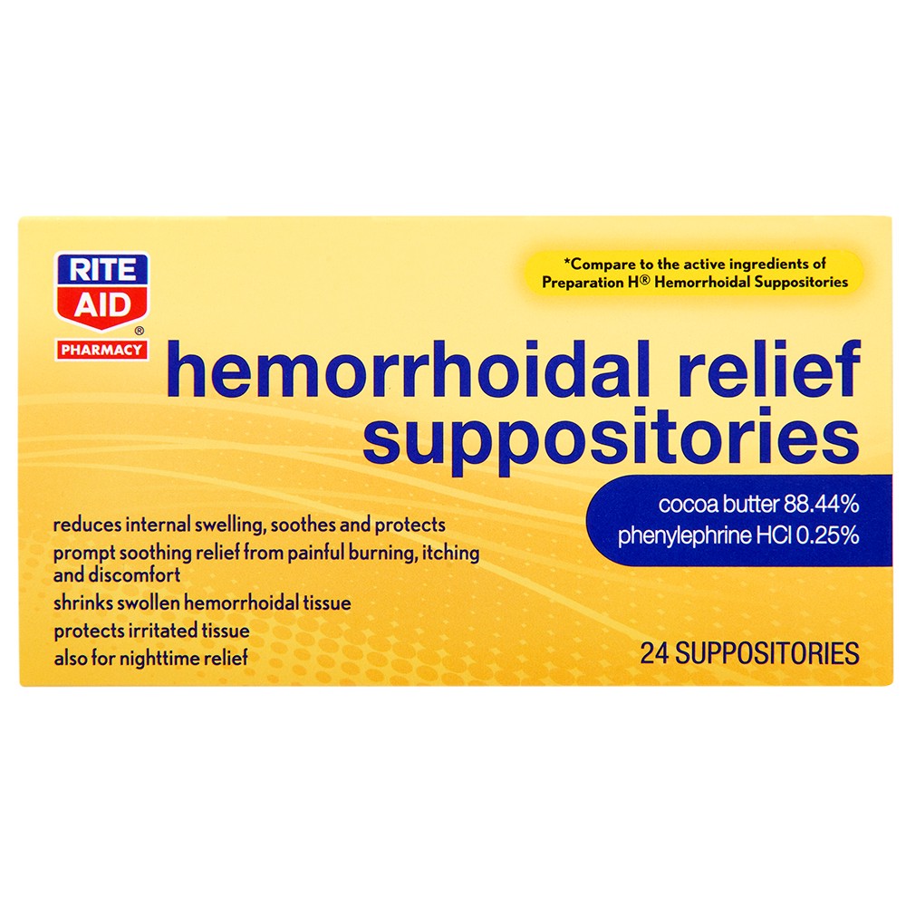 slide 1 of 3, Rite Aid Hemorrhoid Relief Suppositories, 24 ct