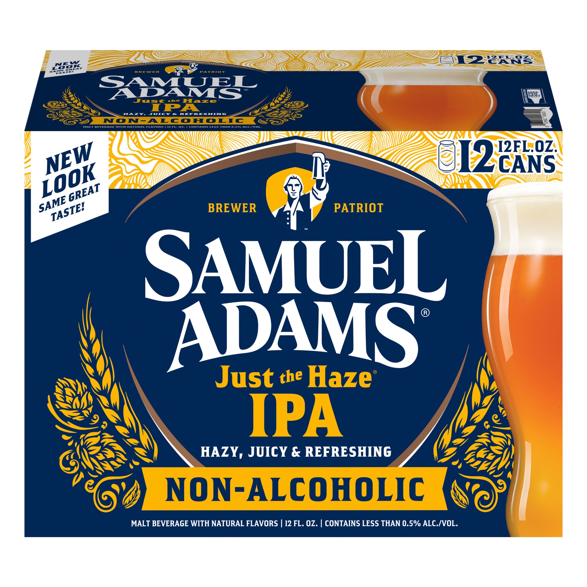 slide 3 of 4, Samuel Adams IPA Non-Alcoholic Just the Haze Beer 12 - 12 fl oz Cans, 12 ct; 12 oz