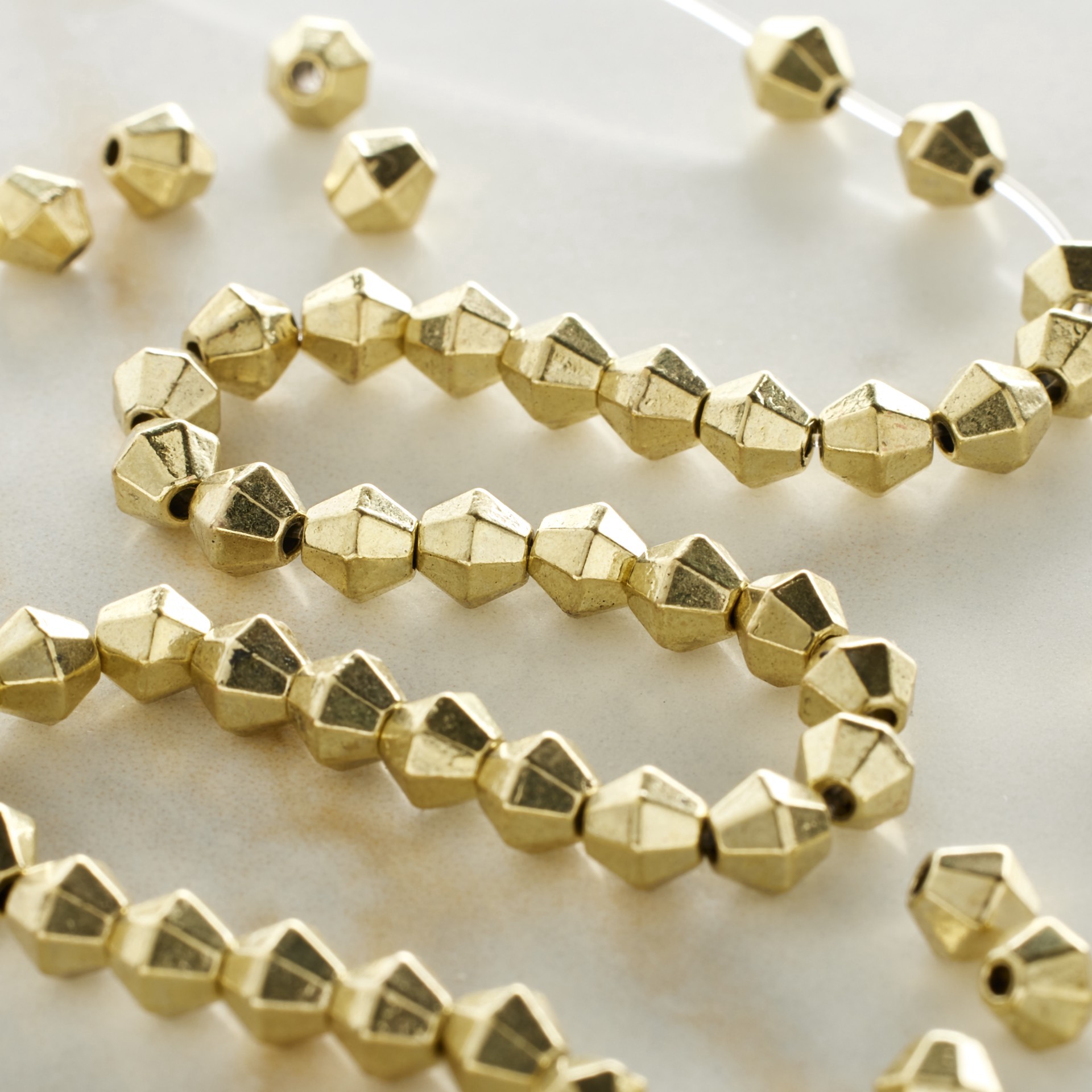 slide 3 of 3, Gold Metal Faceted Round Beads, 4mm By Bead Landing, 4 mm