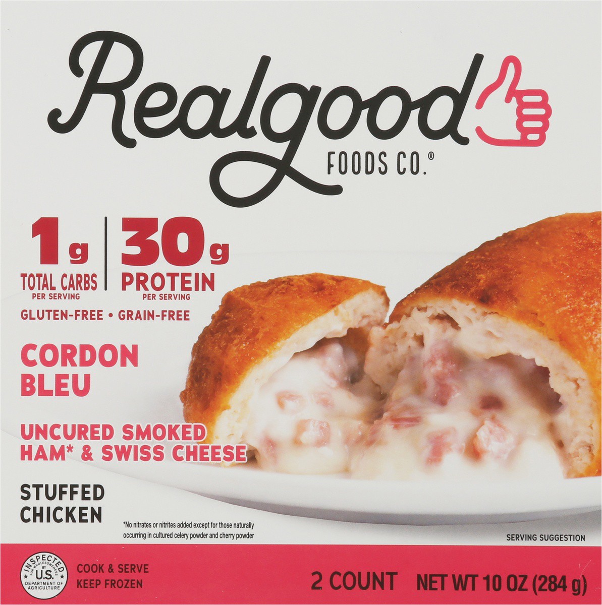 slide 9 of 11, Realgood Frozen Stuffed Chicken Cordon Bleu - 10oz/2ct, 10 oz