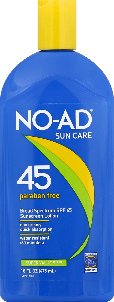 slide 2 of 2, NO-AD Sunscreen, Lotion, Broad Spectrum SPF 45, Super Value Size!, 16 oz