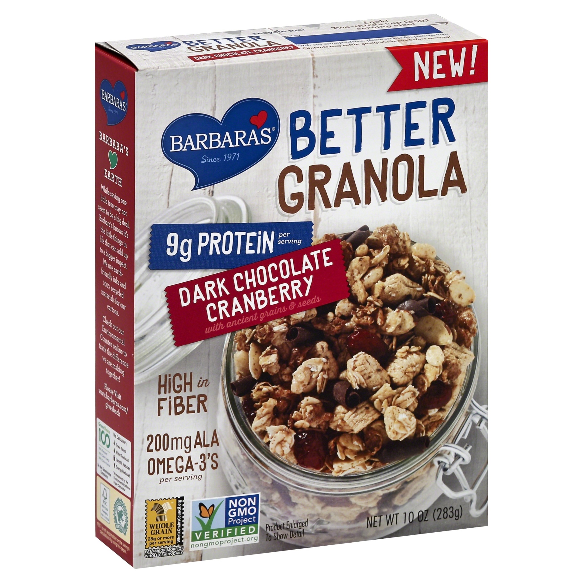 slide 1 of 8, Barbara's Better than Granola Dark Chocolate Cranberry Cereal, 10 oz