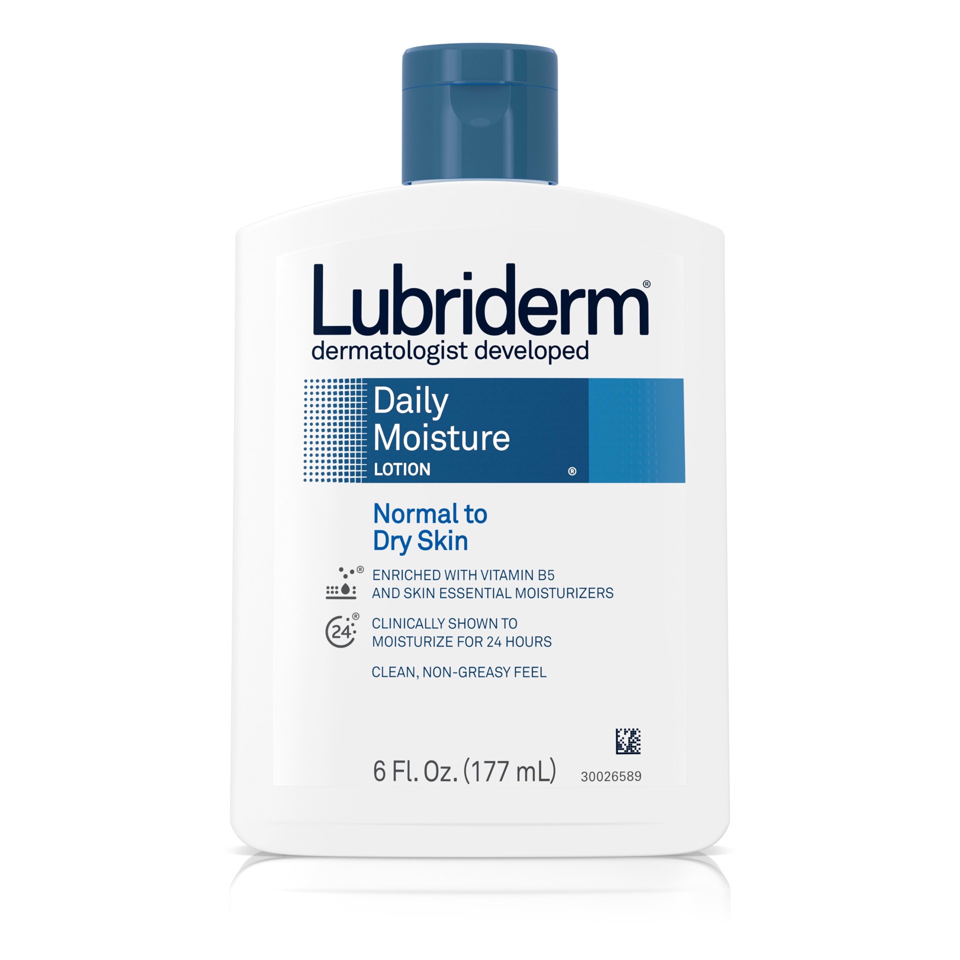 slide 1 of 7, Lubriderm Daily Moisture Hydrating Body and Hand Lotion To Help Moisturize Dry Skin with Pro-Vitamin B5 For Healthy-Looking Skin, Non-Greasy, 6 fl. oz, 6 fl oz