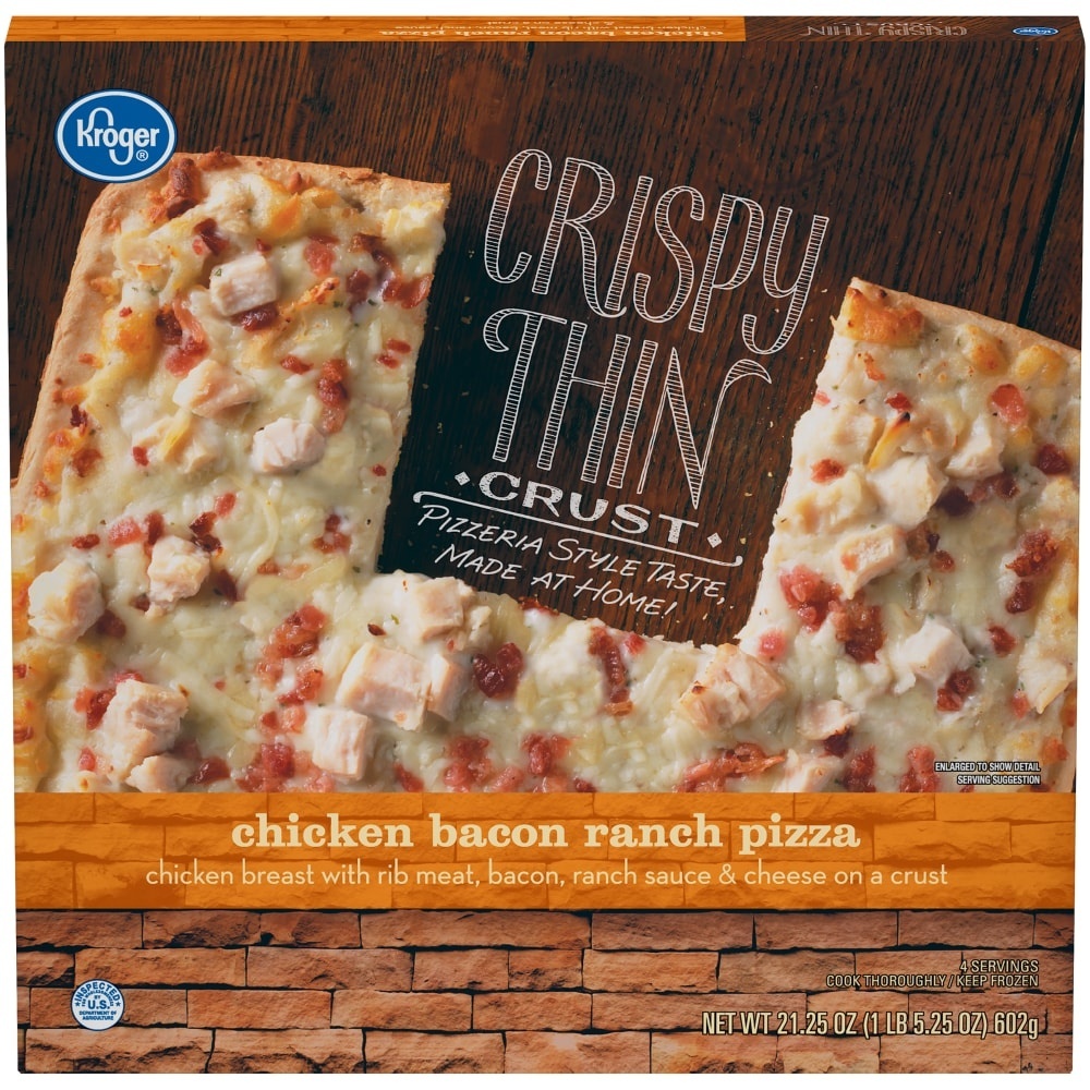 slide 1 of 1, Kroger Crispy Thin Chicken Bacon Ranch Pizza, 21.25 oz