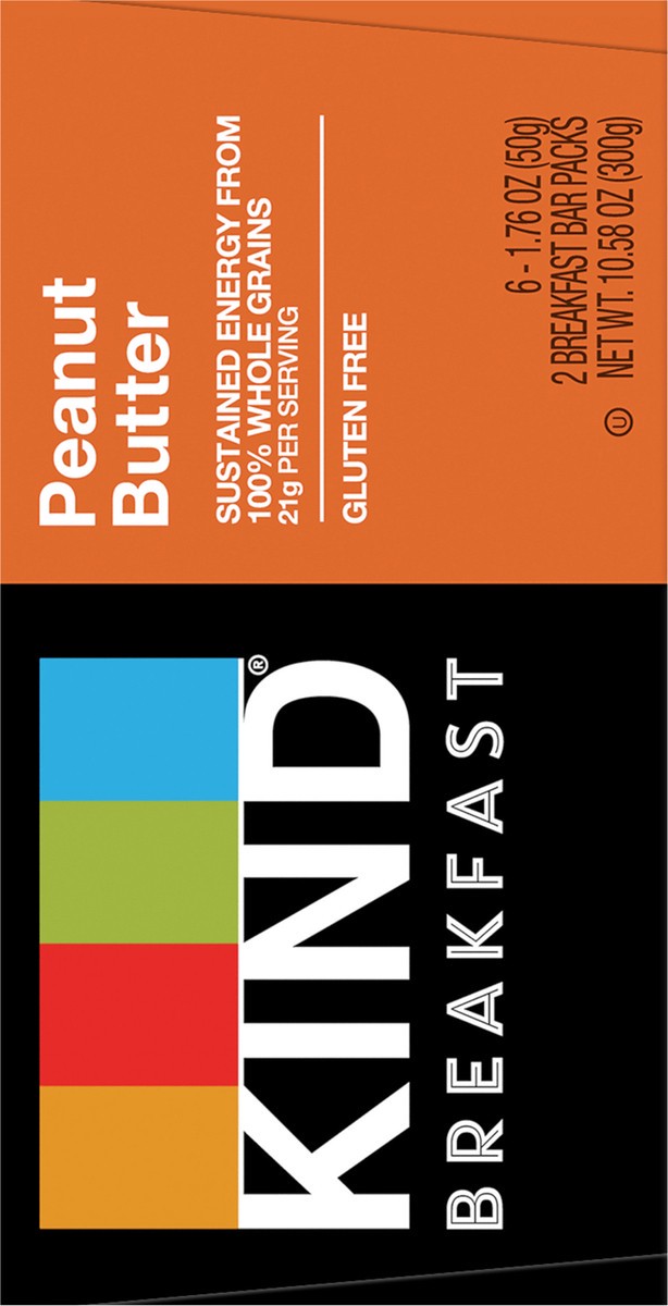 slide 3 of 9, KIND Breakfast 100% Whole Grain Gluten Free Peanut Butter Snack Bars, 1.76 oz, 12 Count, 10.6 oz