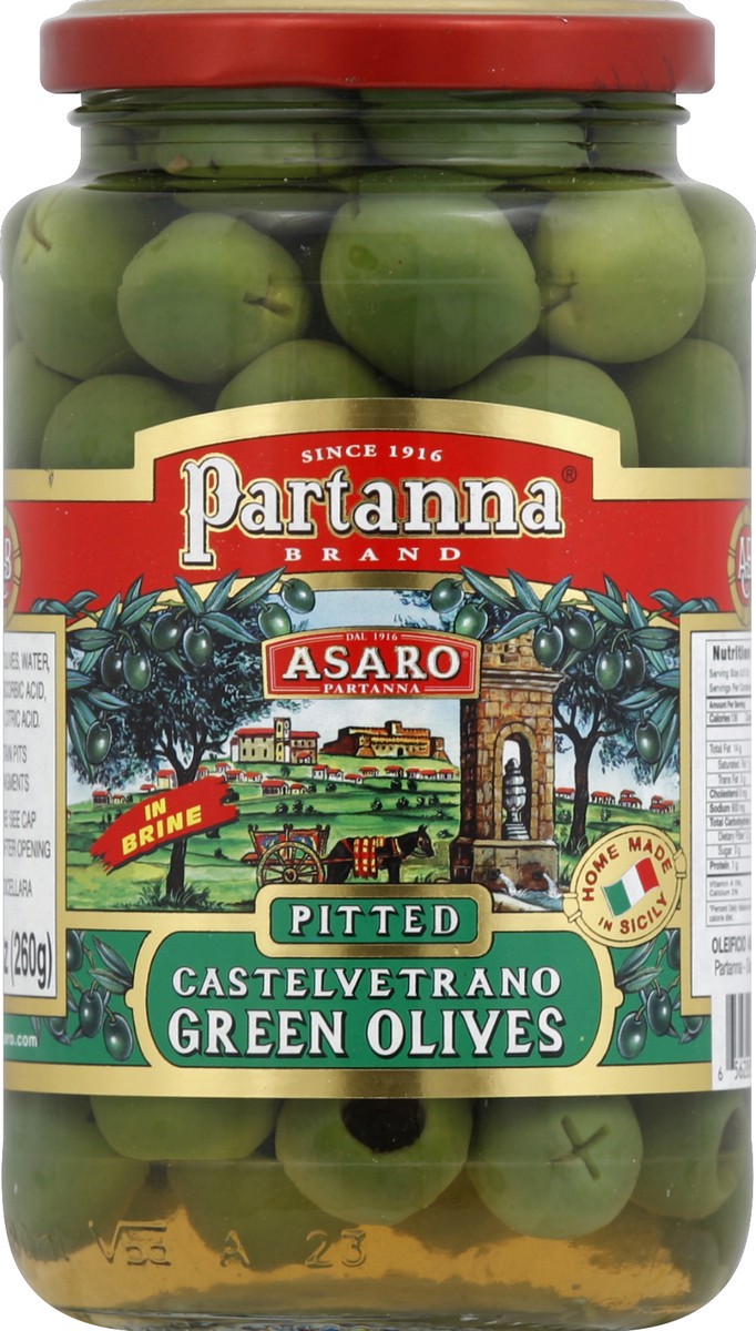 slide 2 of 2, Partanna Castevetrano Pitted Green Olives 9 oz, 9 oz