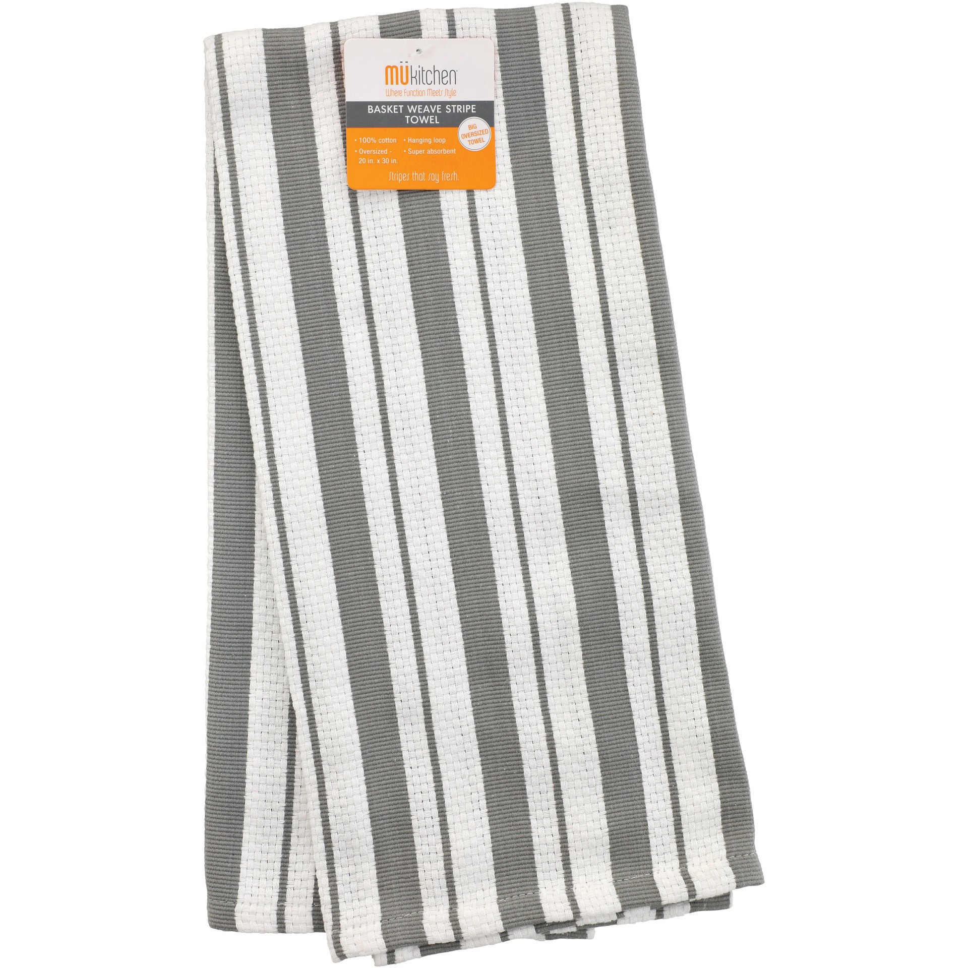 slide 1 of 1, MÜkitchen Basket Weave Stripe Towel 1 ea, 1 ct