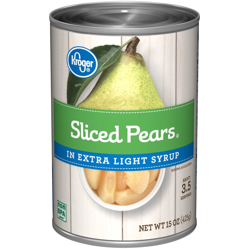 slide 3 of 3, Kroger Sliced Pears In Extra Light Syrup, 15 oz