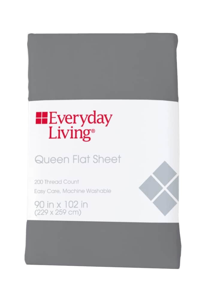 slide 1 of 1, Everyday Living 200 Thread Count Cotton/Polyester Flat Sheet - Sharkskin, Queen Size