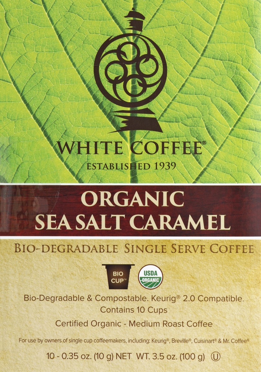 slide 4 of 5, White Coffee Corporation Coffee, Medium Roast, Organic Sea Salt Caramel, Bio-Cup - 10 ct, 10 ct