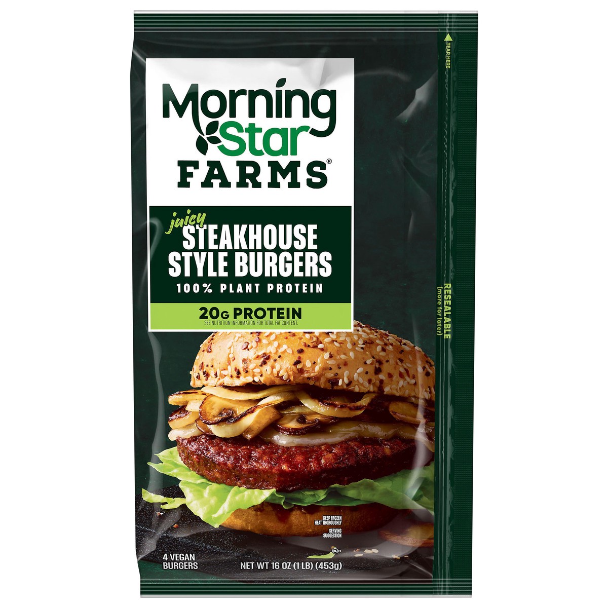 slide 1 of 7, MorningStar Farms Steakhouse Style Plant Based Veggie Burgers, 4 ct
