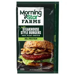 MorningStar Farms Plant Based Veggie Burgers, Vegan Meat, Steakhouse Style, 4 Count