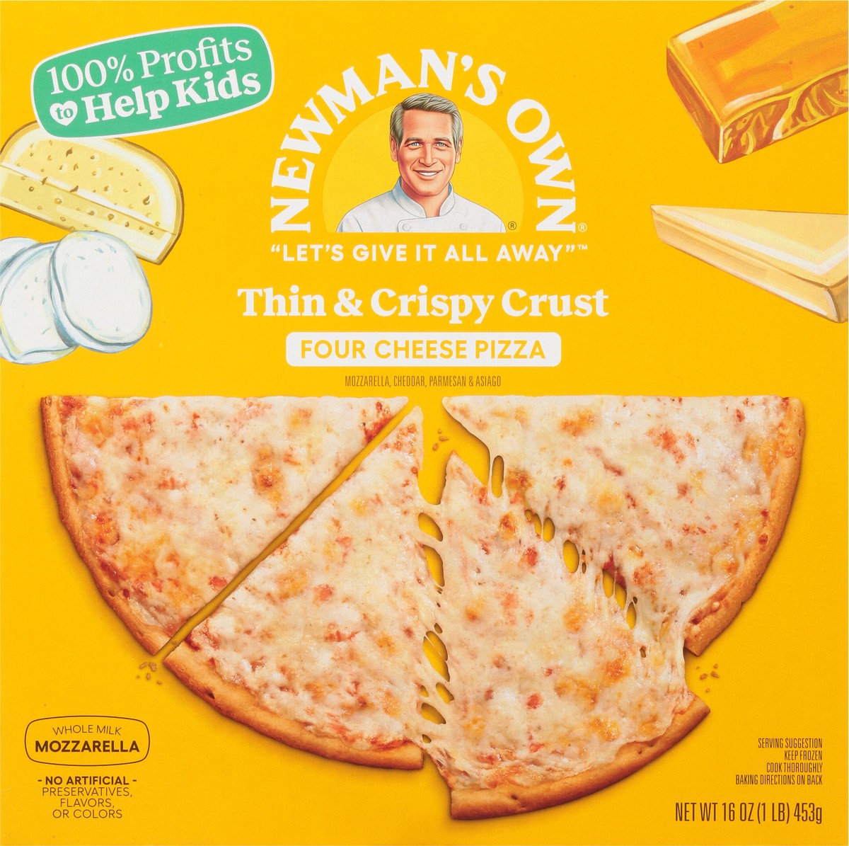 slide 7 of 9, Newman's Own Thin & Crispy Crust Four Cheese Pizza 16 oz, 16 oz