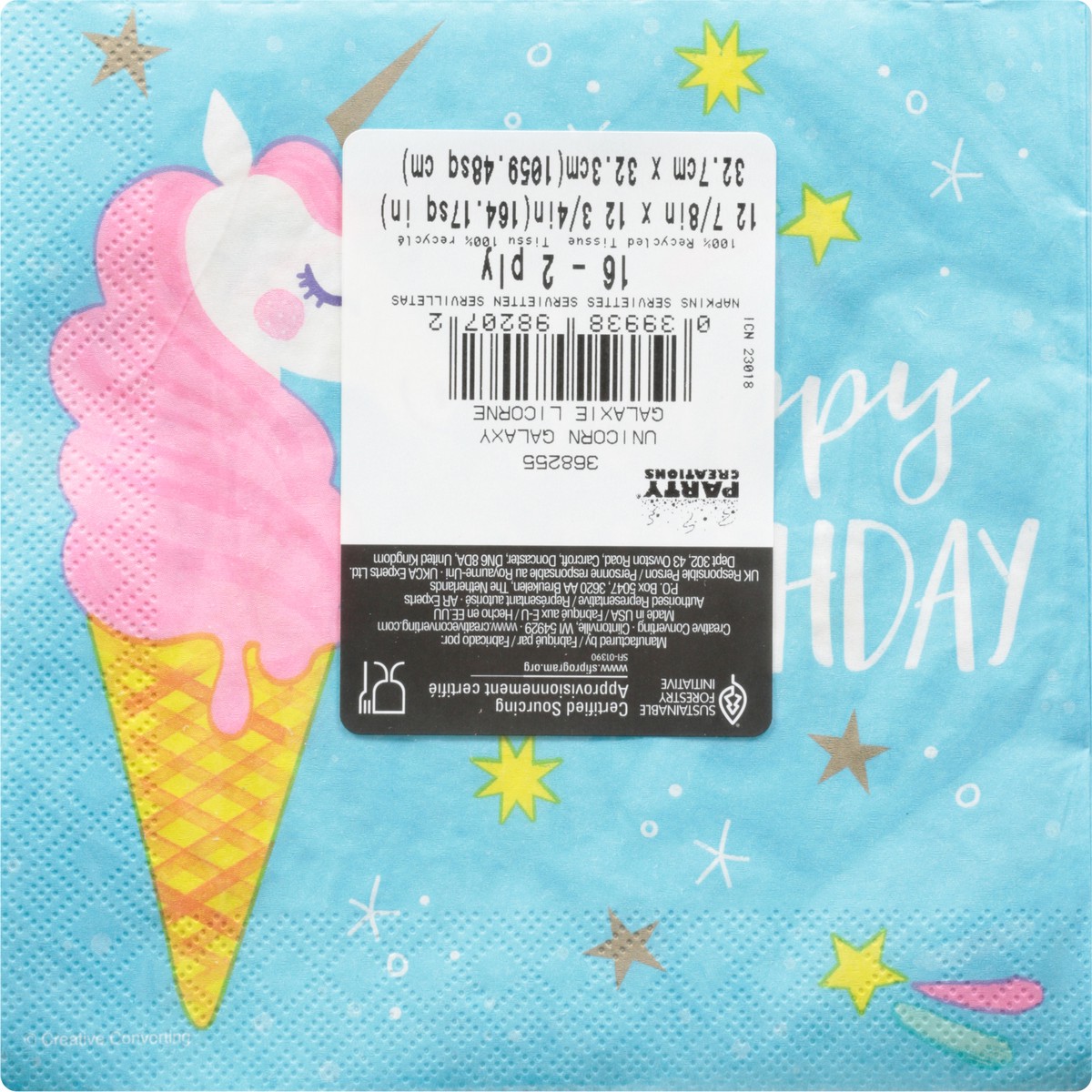 slide 3 of 9, Party Creations Unicorn Galaxy 2 Ply Napkins 16 ea, 16 ct