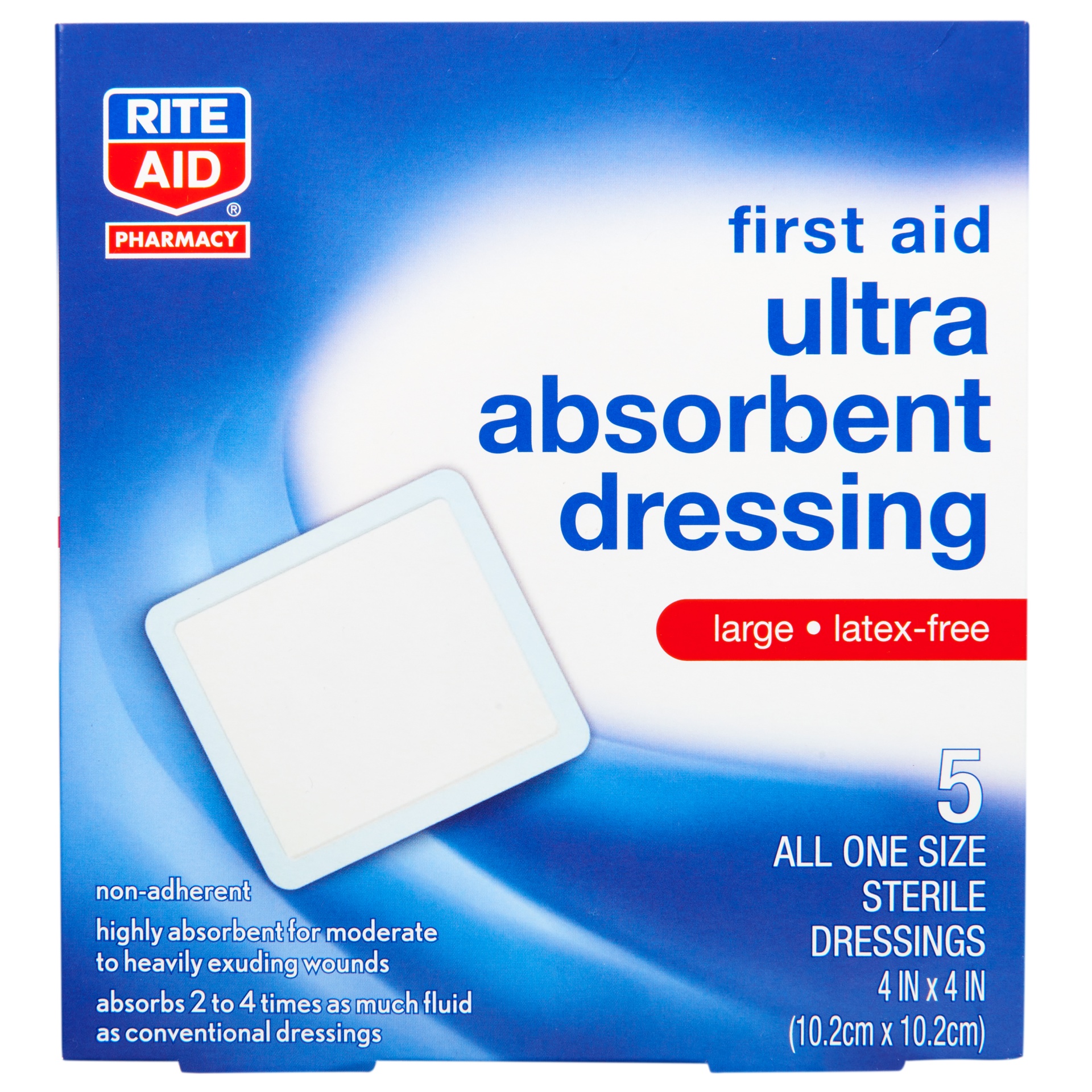 slide 1 of 1, Rite Aid First Aid Ultra Absorbent Dressing, Large, 5 ct