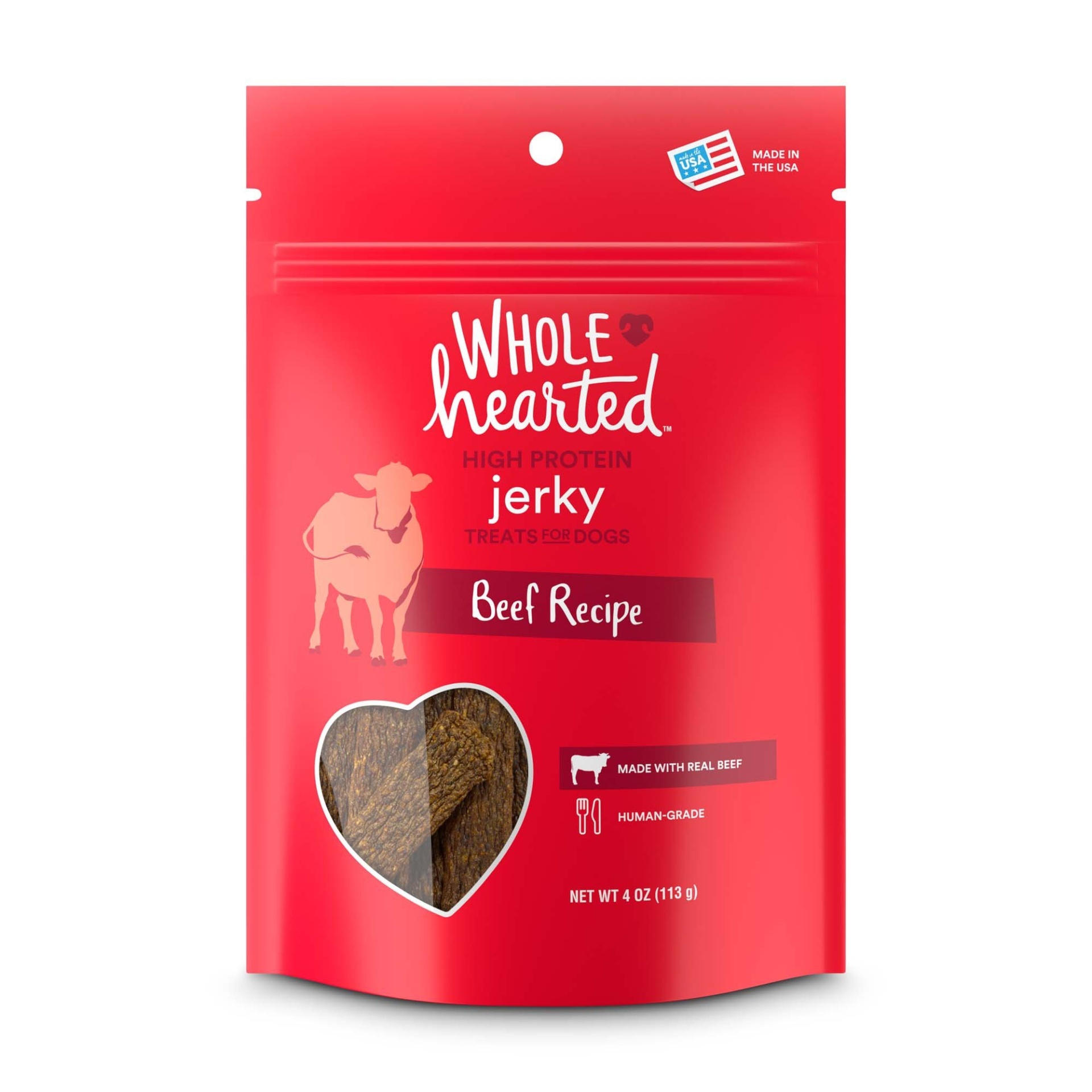 slide 1 of 1, WholeHearted Beef Recipe Jerky Dog Treats, 4 oz