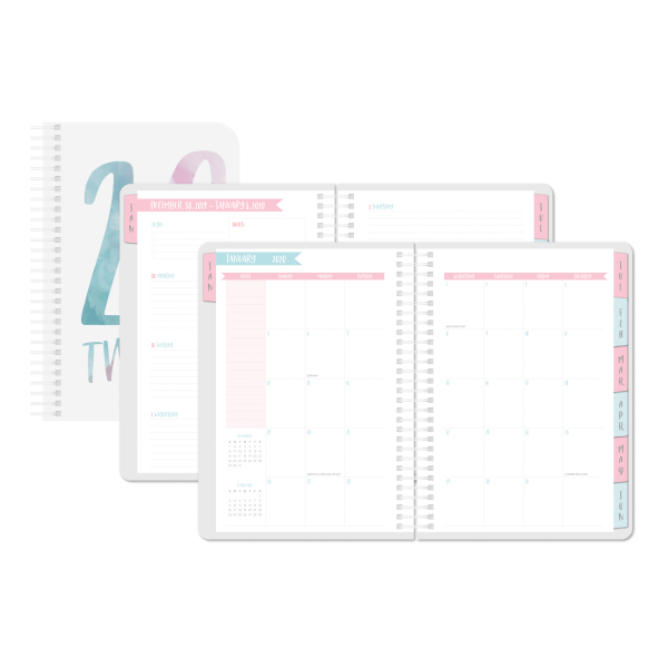 slide 1 of 4, Office Depot Brand Weekly/Monthly Planner, 4'' X 6'', Cotton Candy, January To December 2020, 1 ct