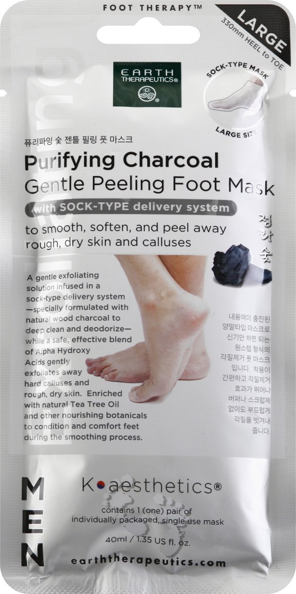 slide 1 of 9, Earth Therapeutics Et Charcoal Peel Foot Mask, 1 pair