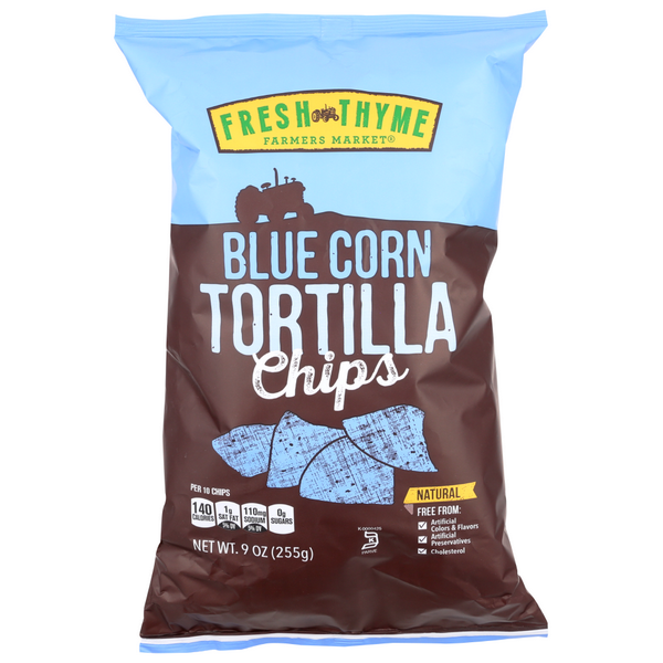 slide 1 of 1, Fresh Thyme Blue Corn Tort Chip, 9 oz