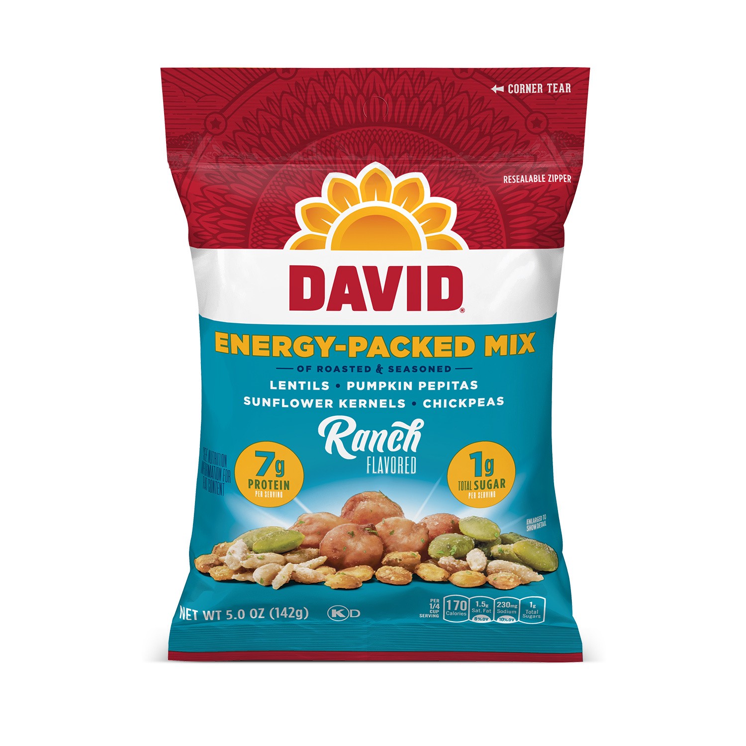 slide 1 of 6, DAVID Ranch Flavored Energy-Packed Mix 5.0 oz, 5 oz