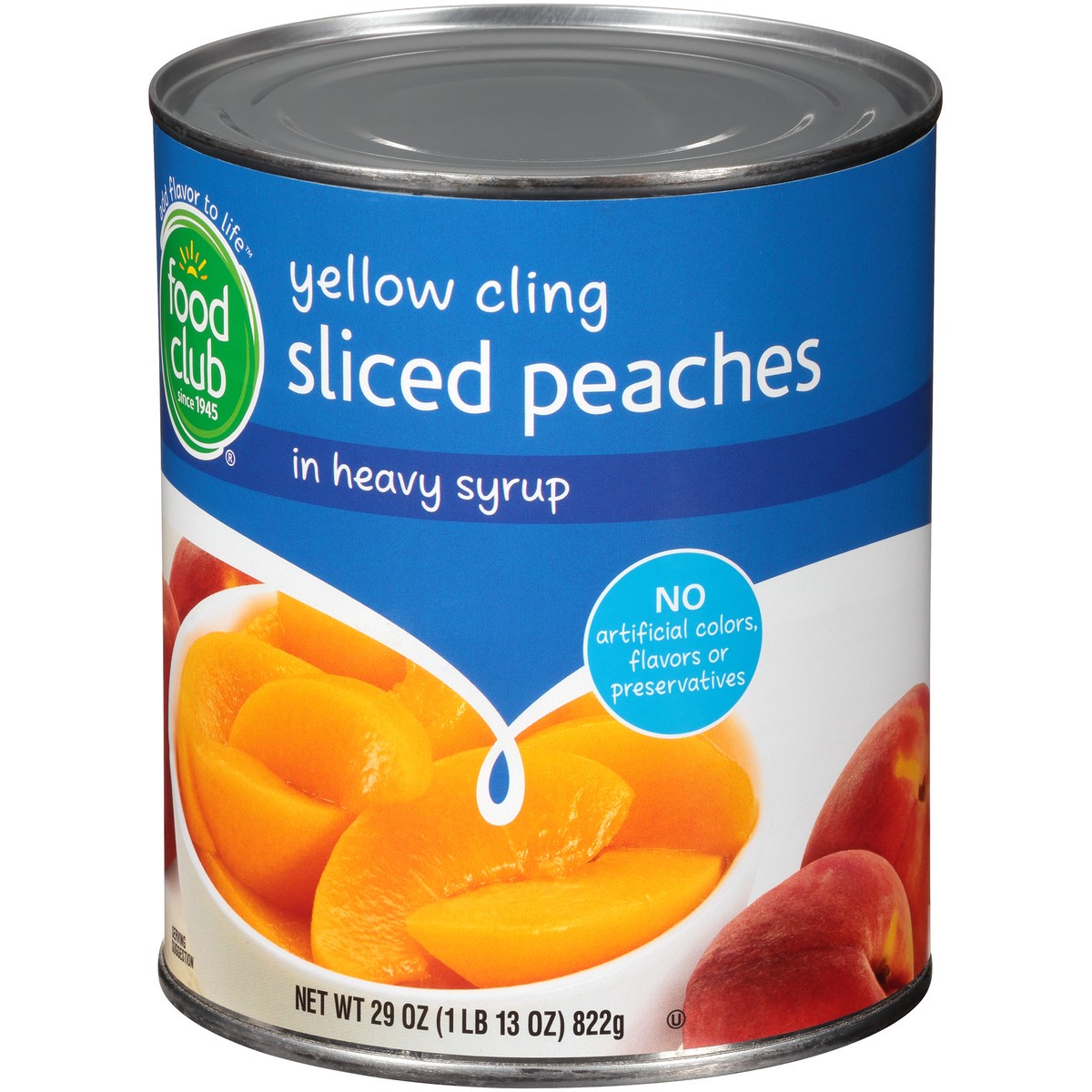 slide 3 of 10, Food Club Yellow Cling Peaches Sliced In Heavy Syrup, 29 oz