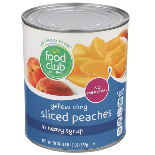 slide 1 of 1, Food Club Yellow Cling Peaches Sliced In Heavy Syrup, 29 oz
