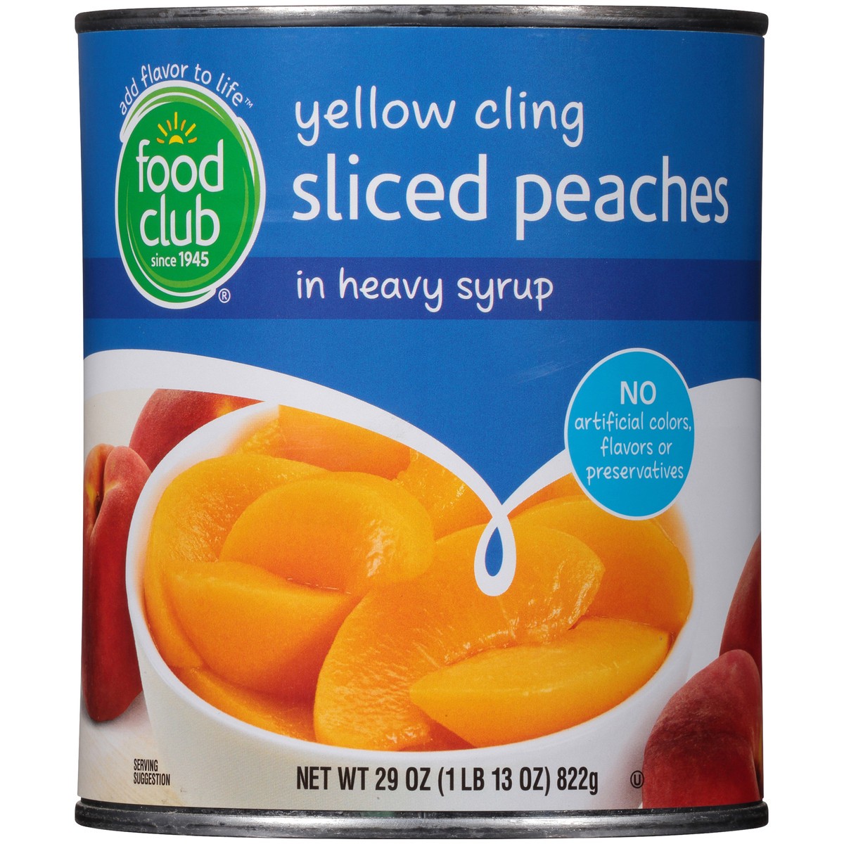 slide 9 of 10, Food Club Yellow Cling Peaches Sliced In Heavy Syrup, 29 oz