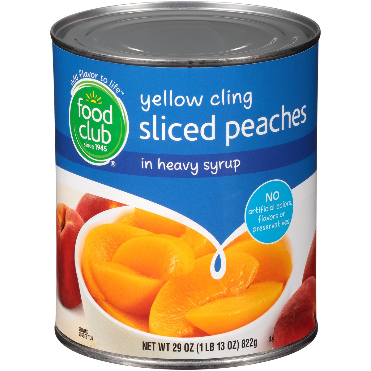 slide 1 of 10, Food Club Yellow Cling Peaches Sliced In Heavy Syrup, 29 oz