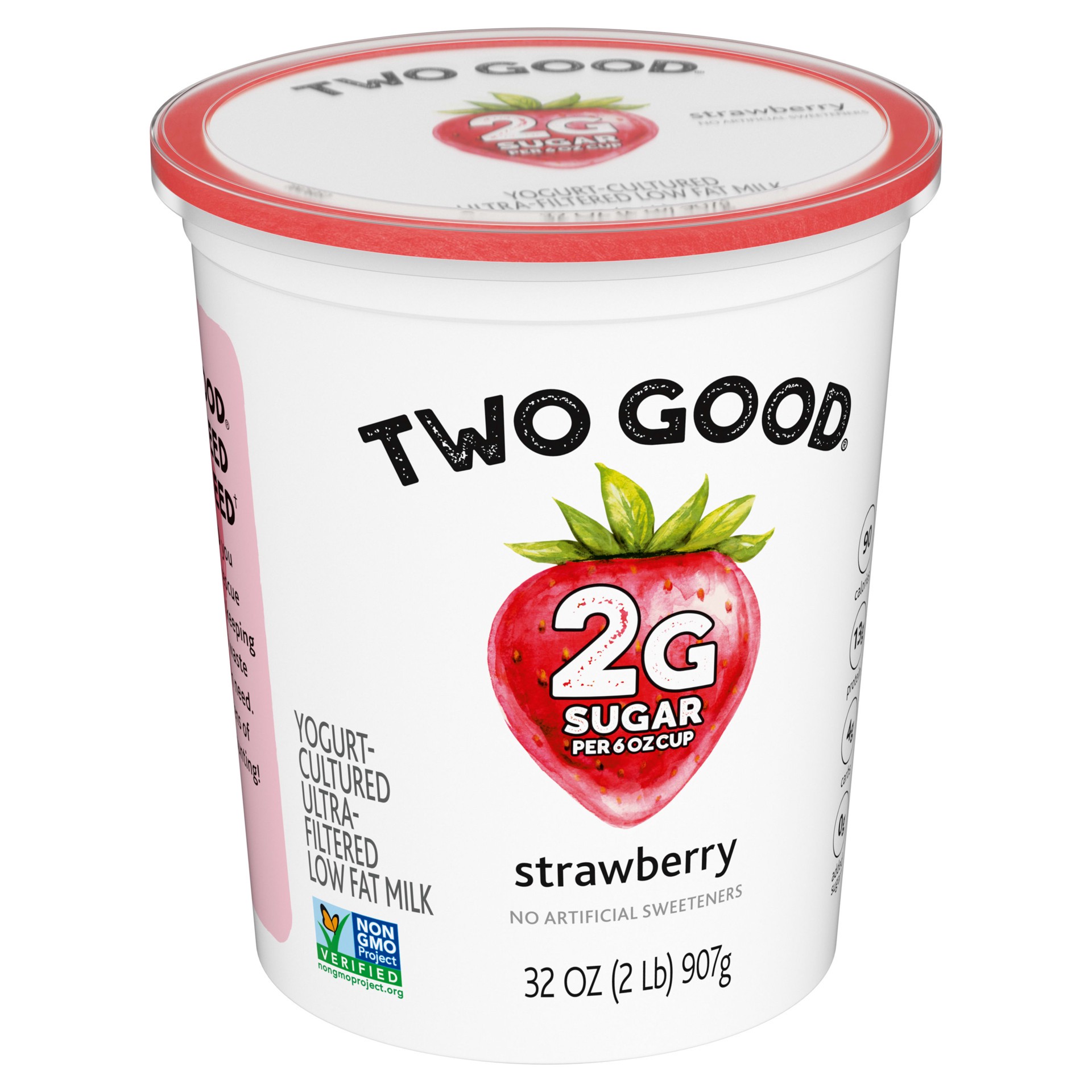 slide 2 of 5, DANNON Low Fat Lower Sugar Strawberry Greek Yogurt - 32oz Tub, 32 oz