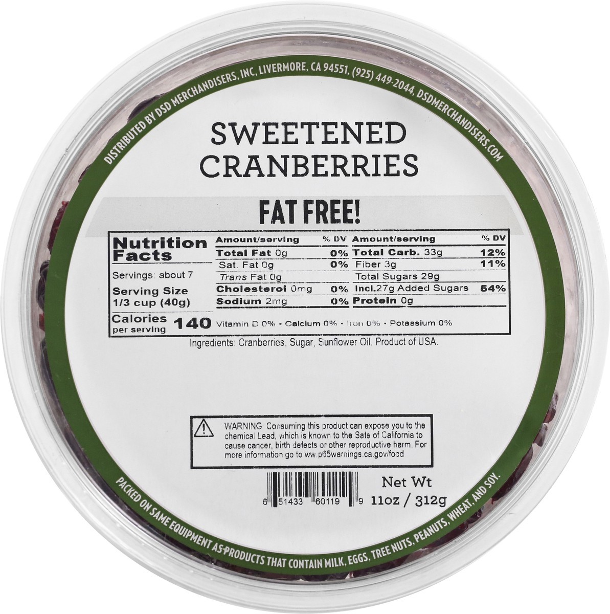 slide 9 of 13, DSD Merchandisers Sweetened Cranberries - 11 oz, per lb