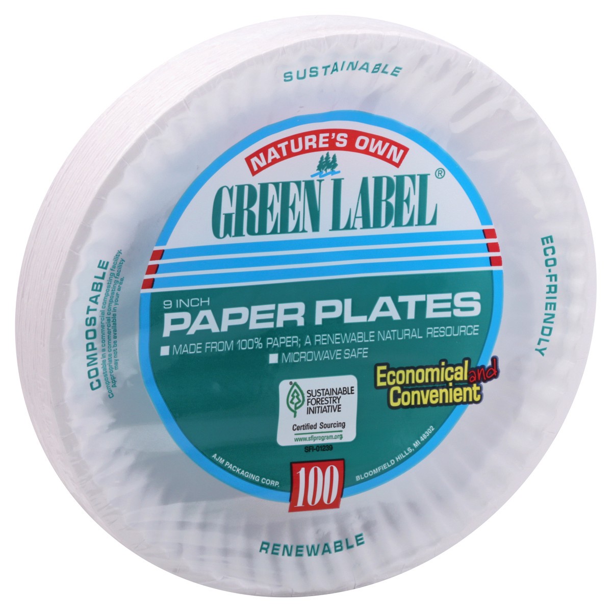 slide 7 of 9, Nature's Own Green Label 9 Inch Paper Plates 100 ea, 100 ct
