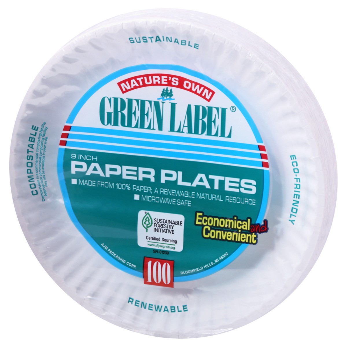 slide 3 of 9, Nature's Own Green Label 9 Inch Paper Plates 100 ea, 100 ct