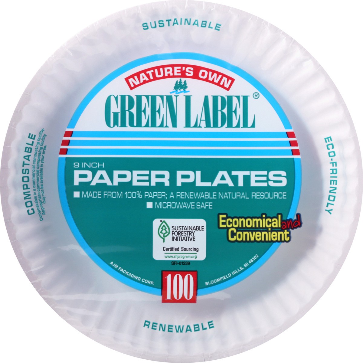 slide 5 of 9, Nature's Own Green Label 9 Inch Paper Plates 100 ea, 100 ct