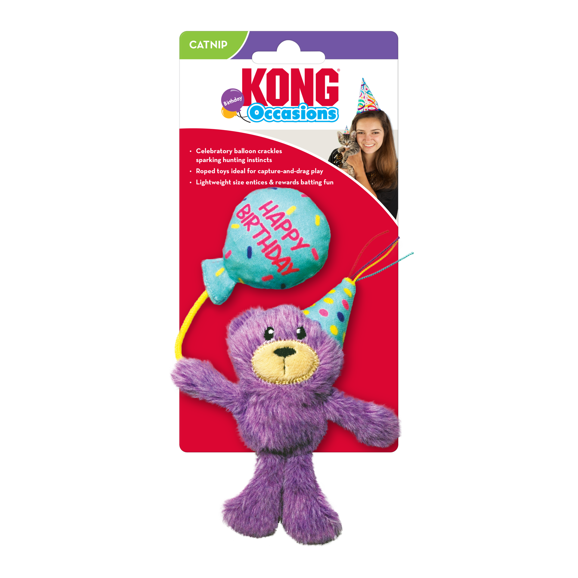slide 2 of 4, KONG Cat Occasions Birthday Teddy, 1 PK