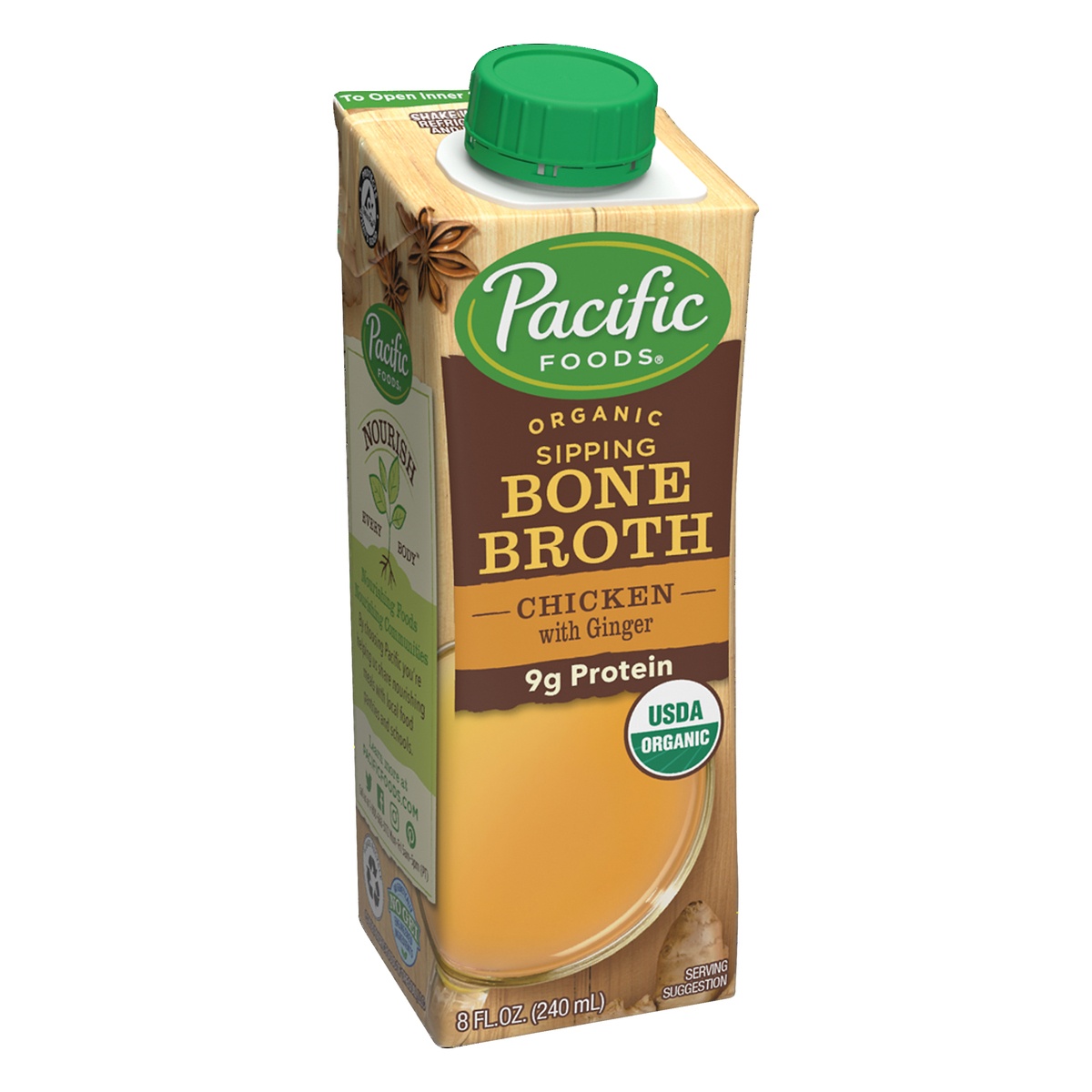 slide 2 of 9, Pacific Organic Chicken Bone Broth with Ginger, 8 fl oz
