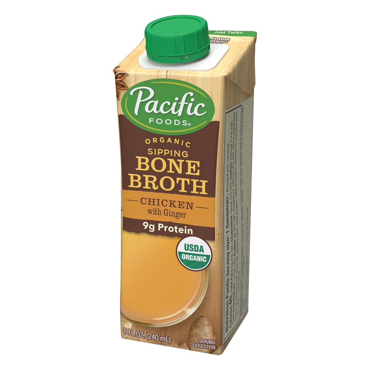 slide 3 of 9, Pacific Organic Chicken Bone Broth with Ginger, 8 fl oz