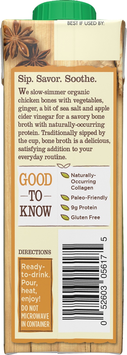slide 9 of 9, Pacific Organic Chicken Bone Broth with Ginger, 8 fl oz