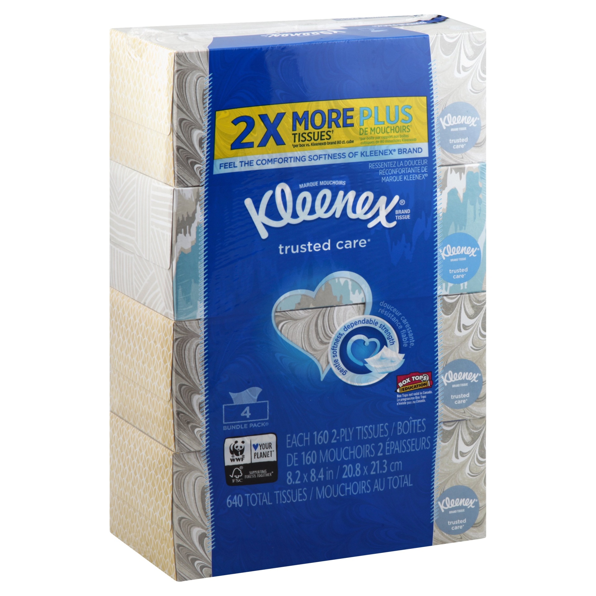 slide 1 of 3, Kleenex Trusted Care Facial Tissue, 4 pk; 160 ct