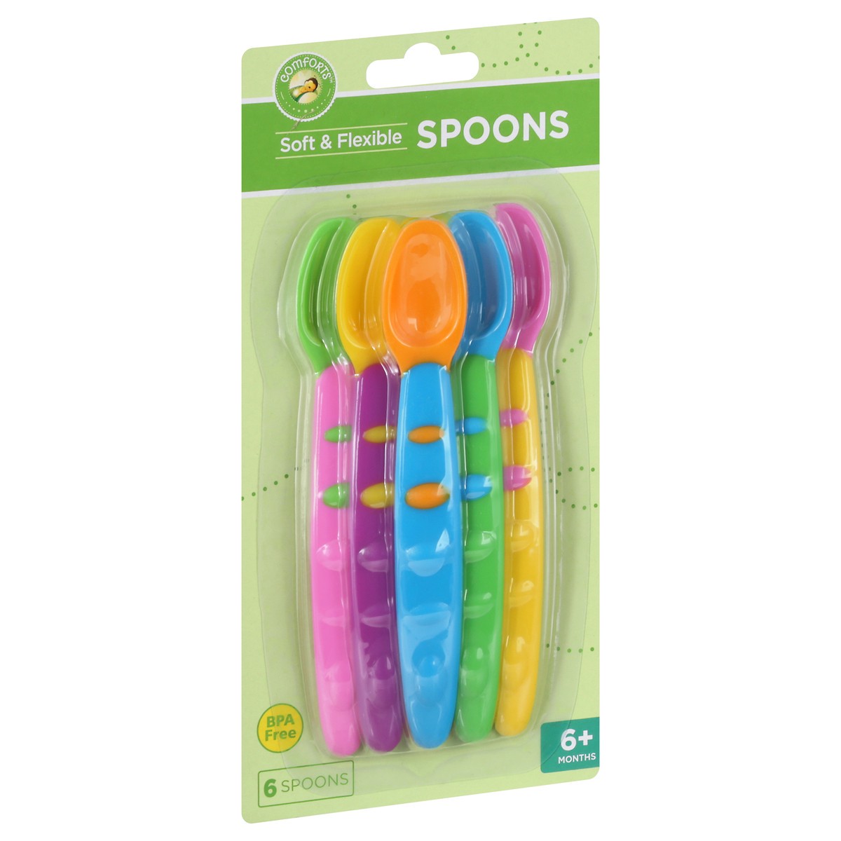 slide 6 of 9, Comforts 6+ Months Soft & Flexible Spoons 6 ea, 6 ct