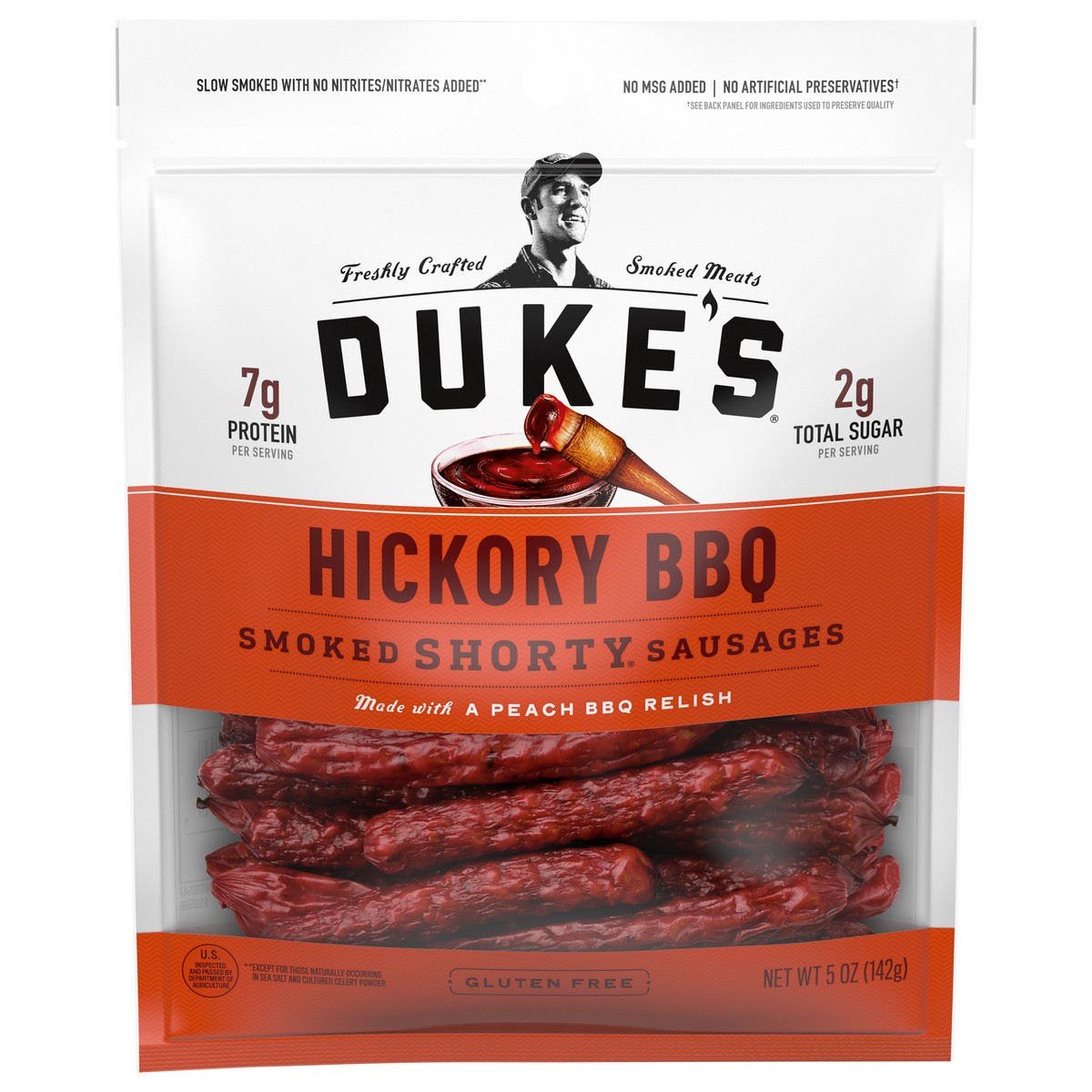 slide 1 of 5, Duke's Hickory Peach BBQ Smoked Shorty Sausages, 5 oz., 5 oz