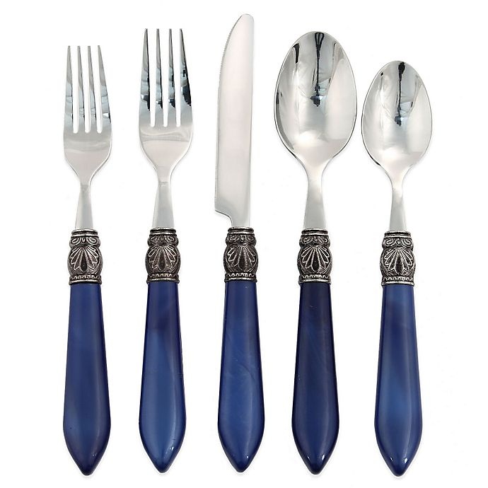 slide 1 of 2, Hampton Forge Signature Sophia Flatware Set - Cobalt, 20 ct