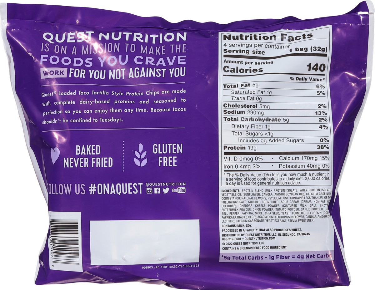 slide 6 of 9, Quest Protein Chips, Loaded Taco Flavor, Tortilla Style, 8 oz