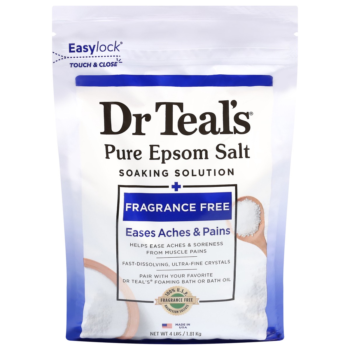 slide 1 of 9, Dr. Teal's Pure Fragrance Free Epsom Salt 4 lb, 4 lb