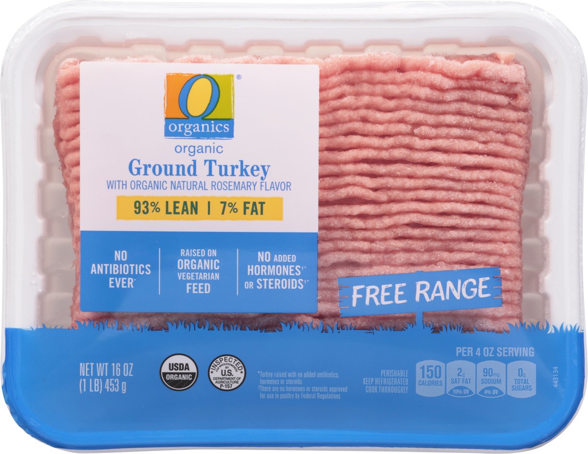 slide 1 of 4, O Organics 93% Lean 7% Fat Ground Turkey - 16 Oz, 16 oz