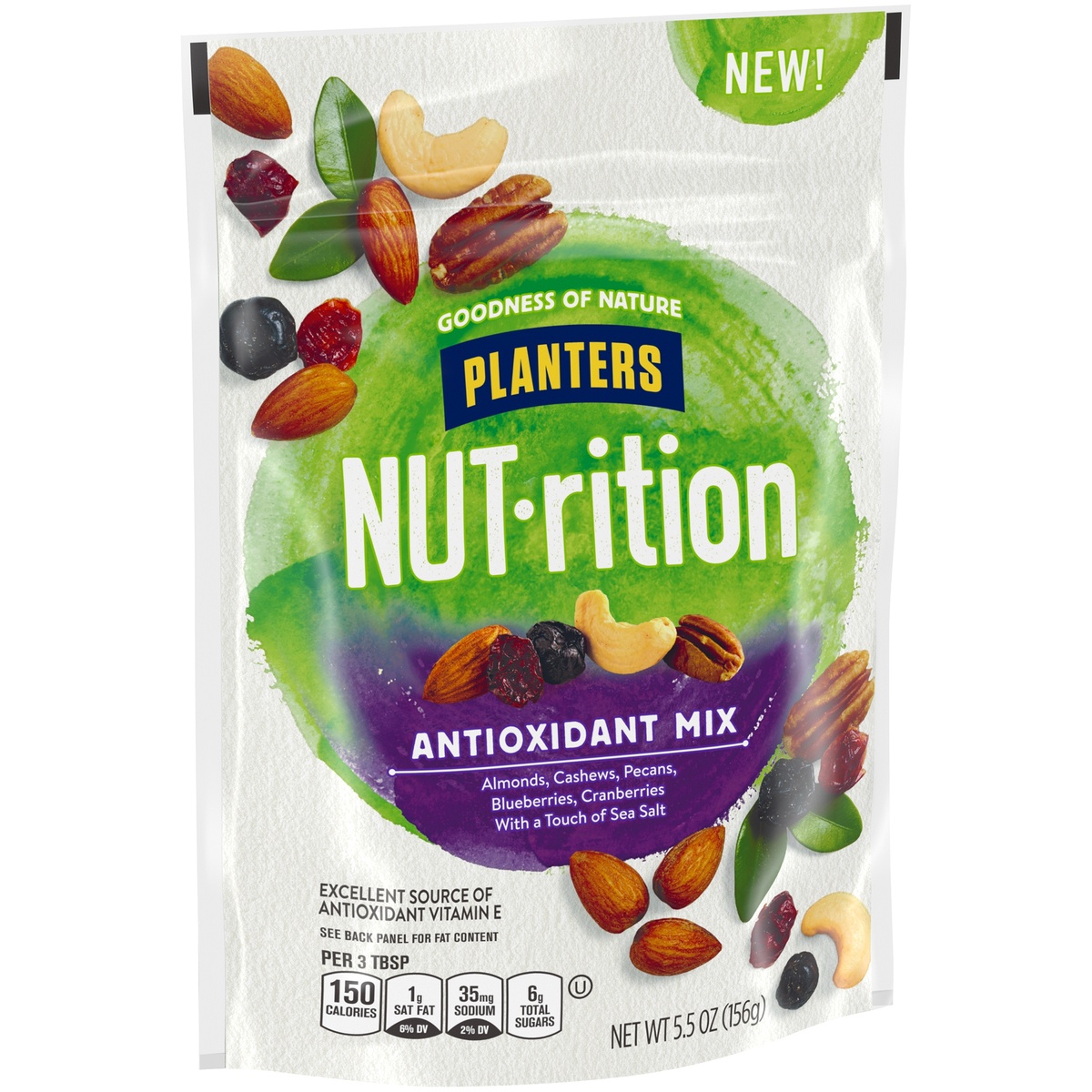 slide 2 of 2, Planters NUT-rition Lightly Salted Antioxidant Rich Mixed Nuts with Dried Blueberries & Cranberries,Bag, 5.5 oz