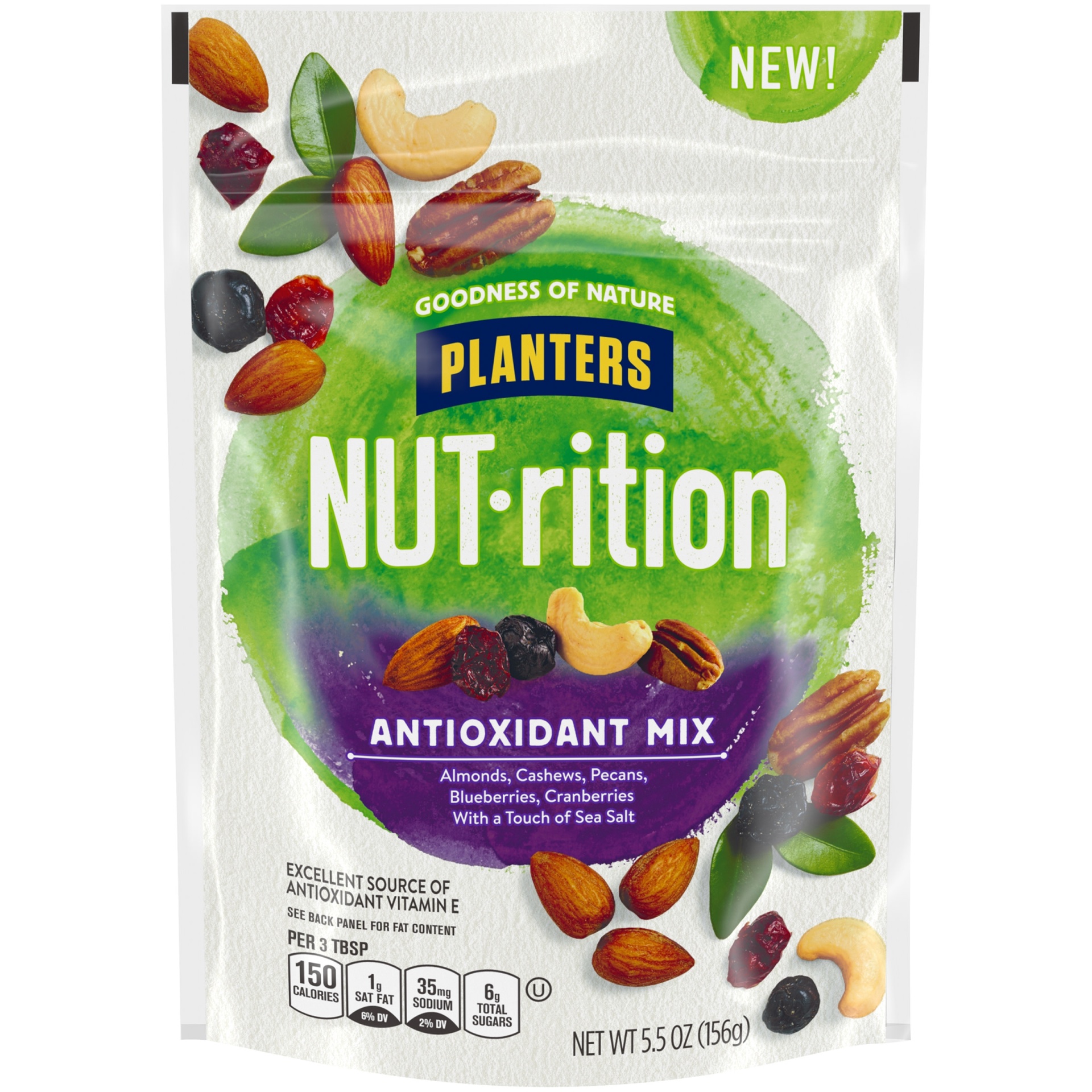 slide 1 of 2, Planters NUT-rition Lightly Salted Antioxidant Rich Mixed Nuts with Dried Blueberries & Cranberries,Bag, 5.5 oz