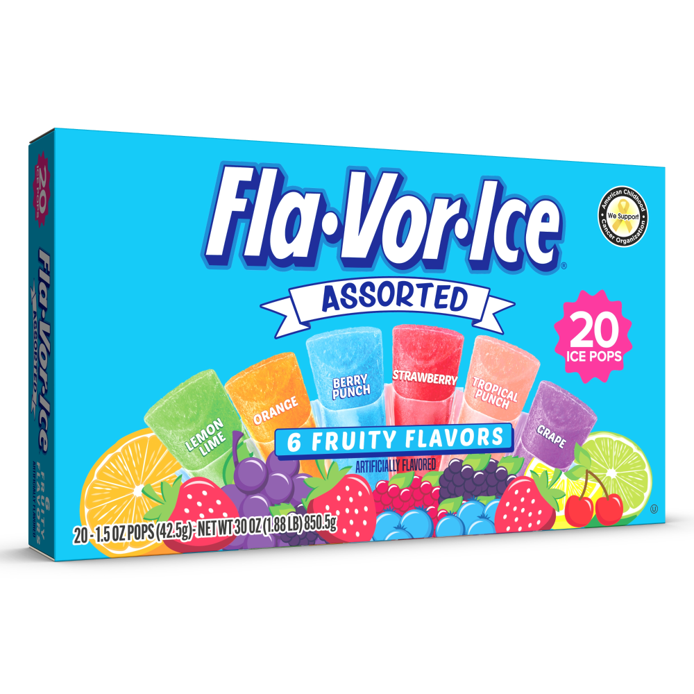 slide 2 of 3, Fla-Vor-Ice 6 Fruity Flavors Ice Pops 20 ea, 20 ct