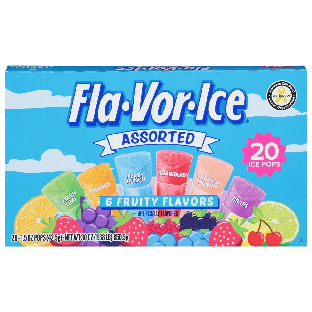 slide 3 of 3, Fla-Vor-Ice 6 Fruity Flavors Ice Pops 20 ea, 20 ct