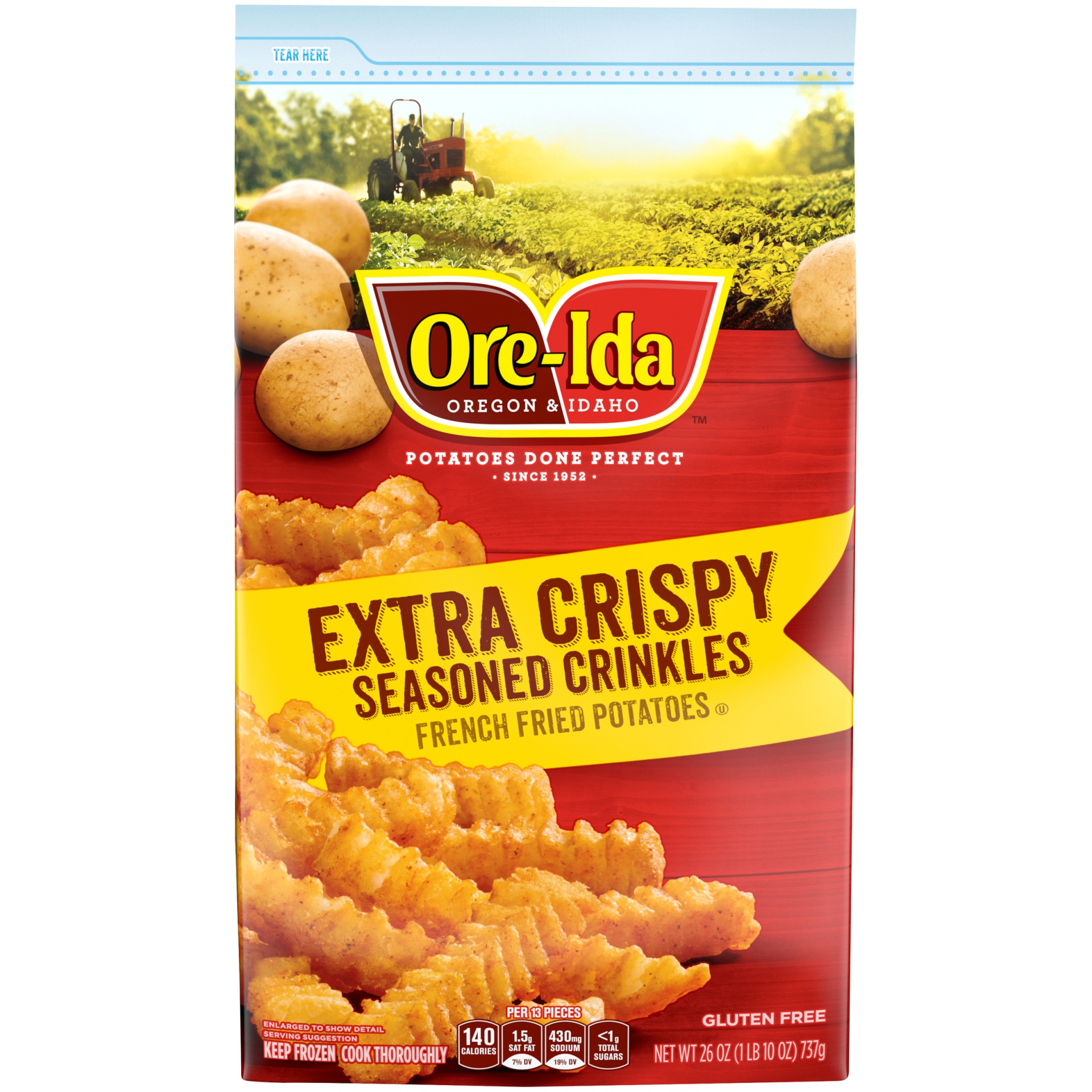 slide 1 of 8, Ore-Ida Extra Crispy Seasoned Crinkles French Fries Fried Frozen Potatoes, 26 oz